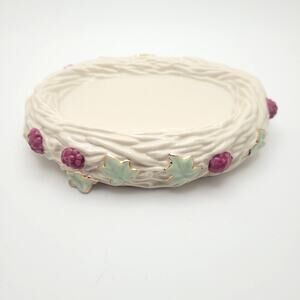 Lenox Love Nest Raspberries Leaves Ceramic Base Trinket Dish Soap Dish Cottage